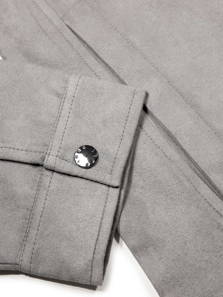 Luke 1977 Grey Dax Concrete Faux Suede Jacket - Image 6 of 6