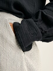 Joules Nell Navy Button Through Cotton Shirt - Image 5 of 7
