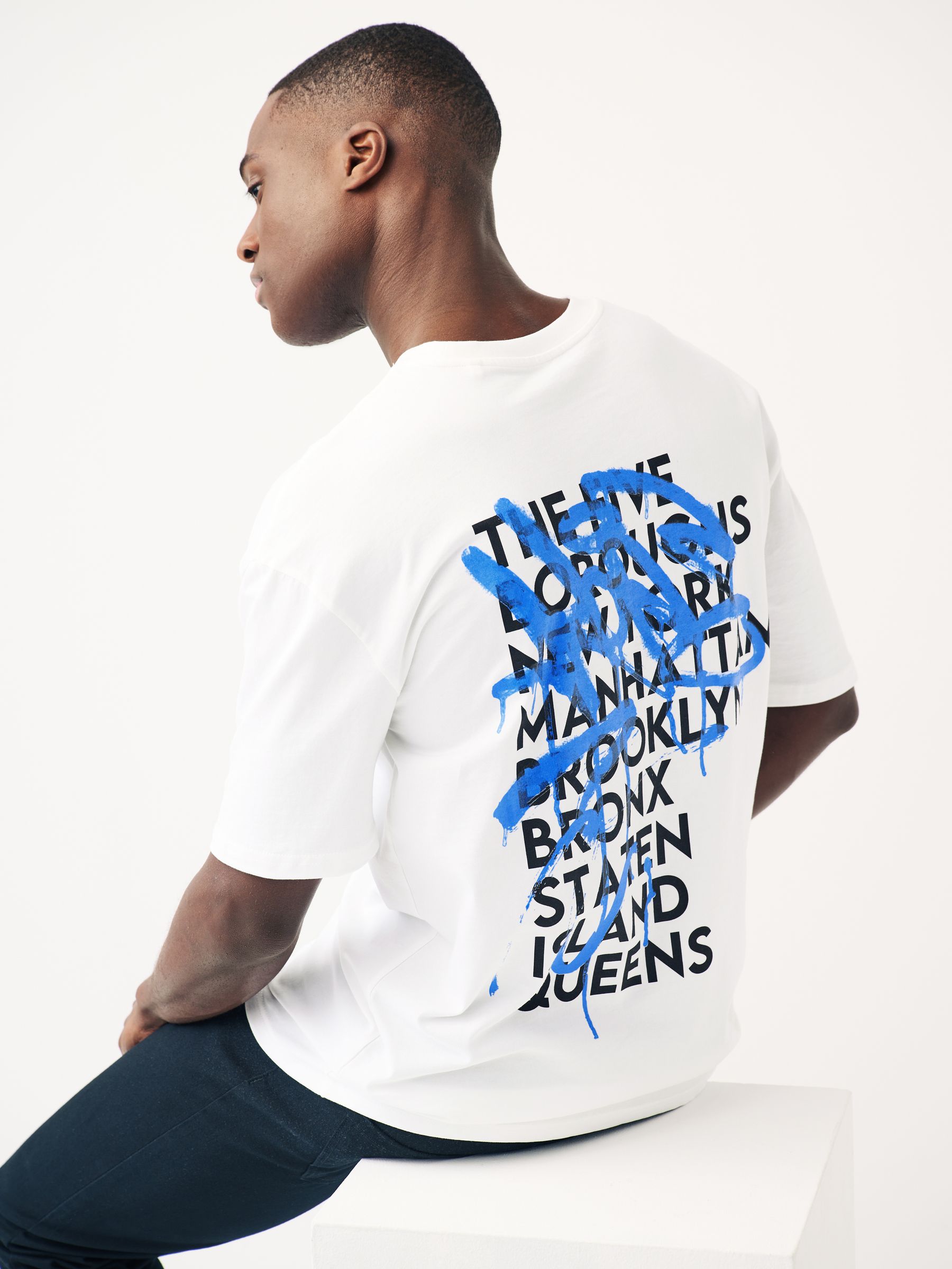 Buy White Graffiti Back Print T Shirt from Next Luxembourg