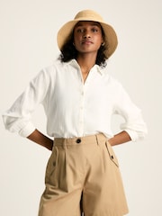 Joules Nell White Button Through Cotton Shirt - Image 1 of 7