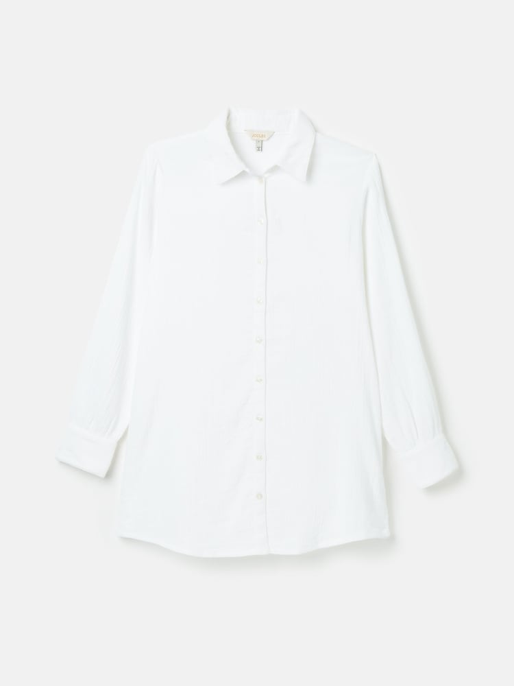 Joules Nell White Button Through Cotton Shirt - Image 7 of 7