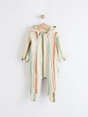 Mineral Stripe Fleece Lined Hooded Zip Pramsuit All-In-One (0mths-2yrs) - Image 1 of 10
