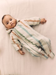 Mineral Stripe Fleece Lined Hooded Zip Pramsuit All-In-One (0mths-2yrs) - Image 2 of 10