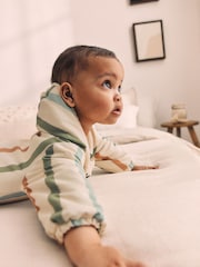 Mineral Stripe Fleece Lined Hooded Zip Pramsuit All-In-One (0mths-2yrs) - Image 3 of 10
