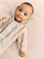 Mineral Stripe Fleece Lined Hooded Zip Pramsuit All-In-One (0mths-2yrs) - Image 4 of 10