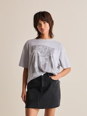 Grey Wash Grungy Rose Graphic T-Shirt - Image 1 of 1