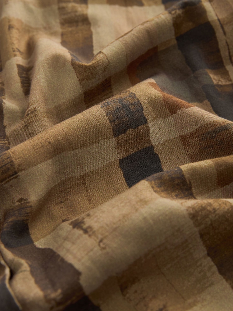 Chocolate Brown Check Print Long Sleeve Collared Summer Shirt - Image 6 of 6