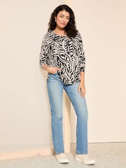 Friends Like These Zebra Soft Jersey V Neck Long Sleeve Tunic Top - Image 3 of 4