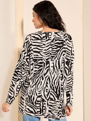 Friends Like These Zebra Soft Jersey V Neck Long Sleeve Tunic Top - Image 4 of 4