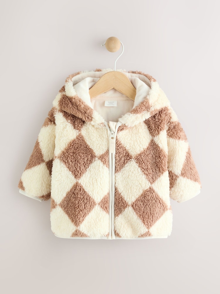 Beige Harlequin - Baby Cosy Fleece Jacket with 3D Ears - Imagen 1 de 11
