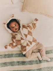 Beige Harlequin - Baby Cosy Fleece Jacket with 3D Ears - Imagen 2 de 11