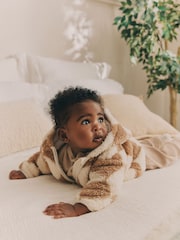 Beige Harlequin - Baby Cosy Fleece Jacket with 3D Ears - Imagen 3 de 11