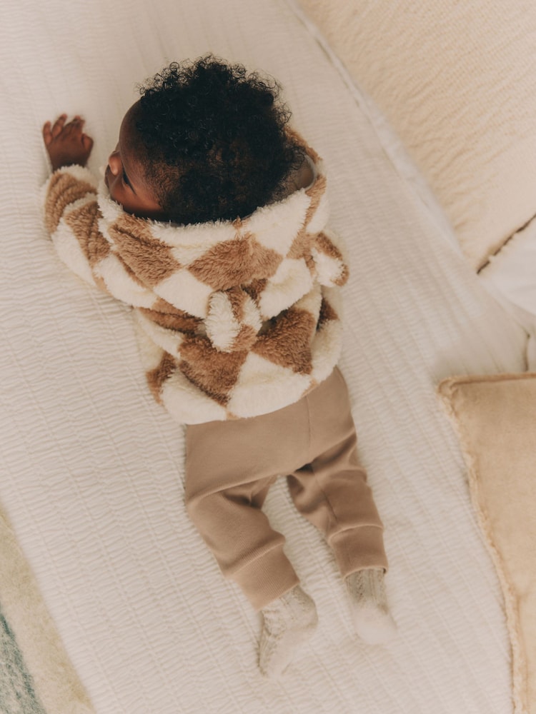 Beige Harlequin Baby Cosy Fleece Jacket with 3D Ears - Image 4 of 11