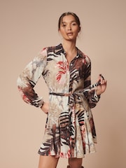 Safari Print Mini Belted Shirt Dress - Image 1 of 6