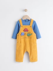 Bright Transport Corduroy 100% Cotton Baby Dungarees and Bodysuit Set (0mths-2yrs) - Image 1 of 12