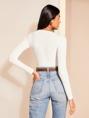 Friends Like These Cream Long Sleeve Lace Insert Bodysuit - Image 4 of 4