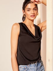 Friends Like These Black Sleeveless Cowl Neck Cami Vest - Image 2 of 4