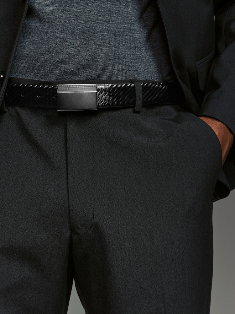 Black Reversible Print Smooth Leather Belt - Image 1 of 6