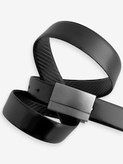 Black Reversible Print Smooth Leather Belt - Image 3 of 6