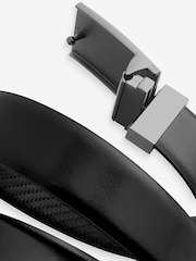 Black Reversible Print Smooth Leather Belt - Image 5 of 6
