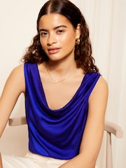 Friends Like These Blue Sleeveless Cowl Neck Cami Vest - Image 3 of 4