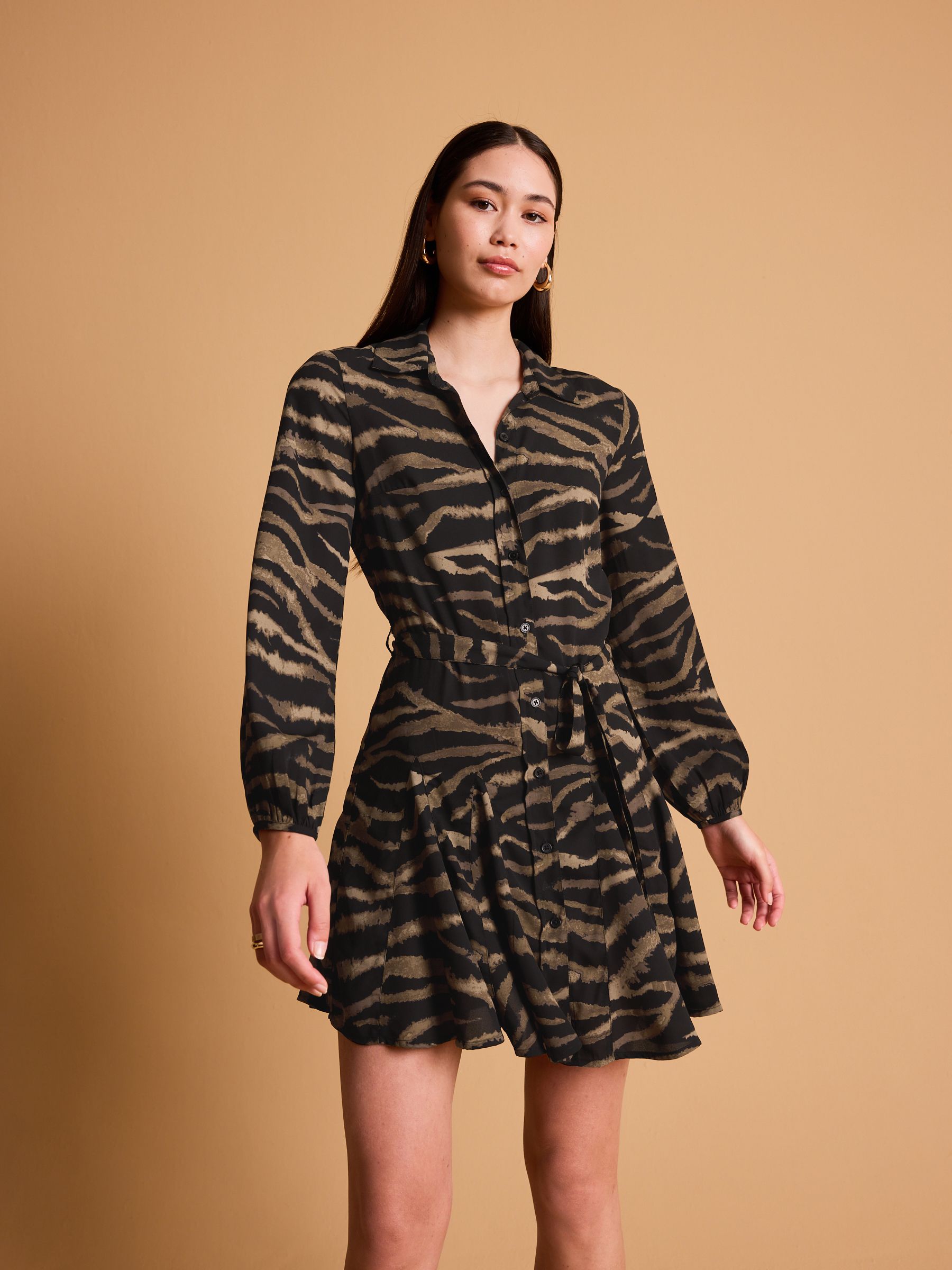 Zebra print shirt dress outlet