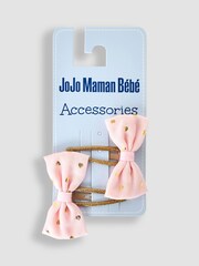 JoJo Maman Bébé Pink 2-Pack Foil Print Bow Clips - Image 3 of 3