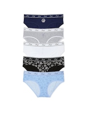 PINK Black/Grey/White/Blue/Navy Blue Hipster 5 Pack Knickers - Image 1 of 3