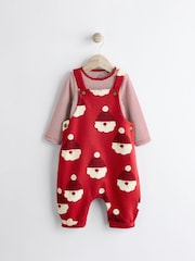 Red Santa Baby 100% Cotton Christmas Jersey Dungarees And Bodysuit Set (0mths-2yrs) - Image 5 of 12