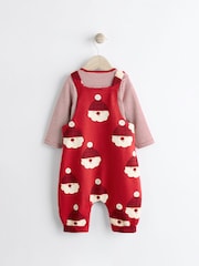 Red Santa Baby 100% Cotton Christmas Jersey Dungarees And Bodysuit Set (0mths-2yrs) - Image 6 of 12