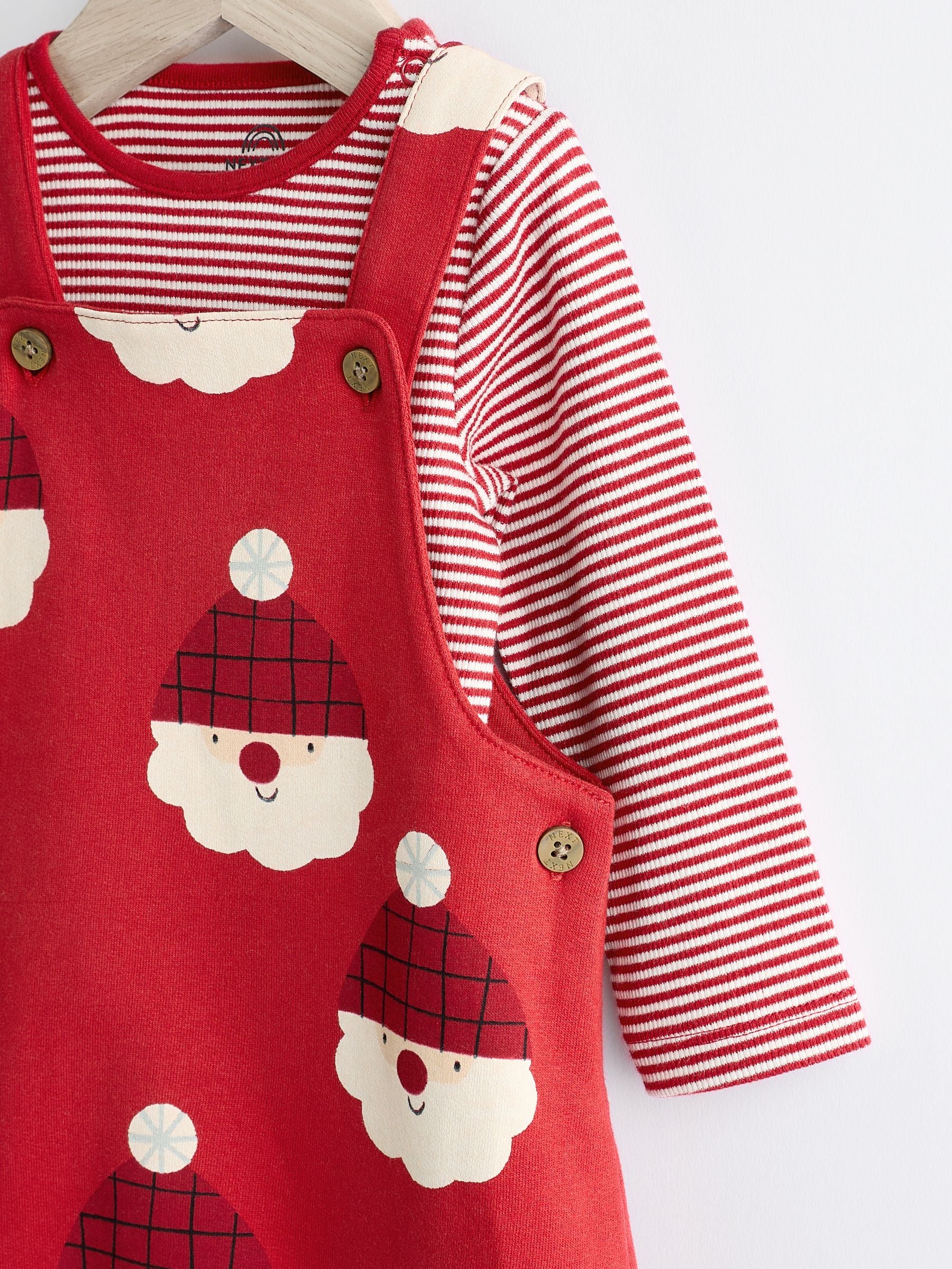 Kaufe Sie Santa rot Baby 100 Cotton Christmas Jersey Dungarees And Bodysuit Set 0mths 2yrs bei Next Deutschland
