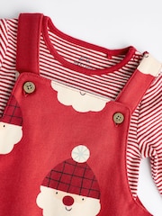 Red Santa Baby 100% Cotton Christmas Jersey Dungarees And Bodysuit Set (0mths-2yrs) - Image 9 of 12