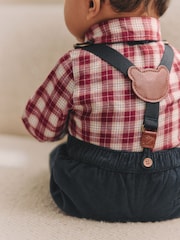 Red Check Baby 100% Cotton Shirt Trousers and Braces Set 4 Piece (0mths-2yrs) - Image 4 of 14