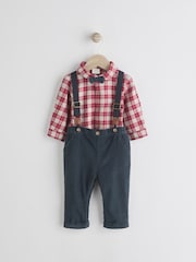 Red Check Baby 100% Cotton Shirt Trousers and Braces Set 4 Piece (0mths-2yrs) - Image 6 of 14