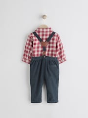 Red Check Baby 100% Cotton Shirt Trousers and Braces Set 4 Piece (0mths-2yrs) - Image 7 of 14