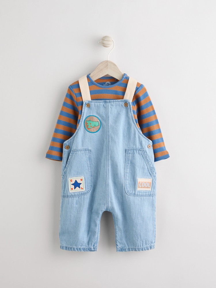 Bright Varsity Baby Denim Dungarees and Bodysuit Set (0mths-2yrs) - Image 1 of 8