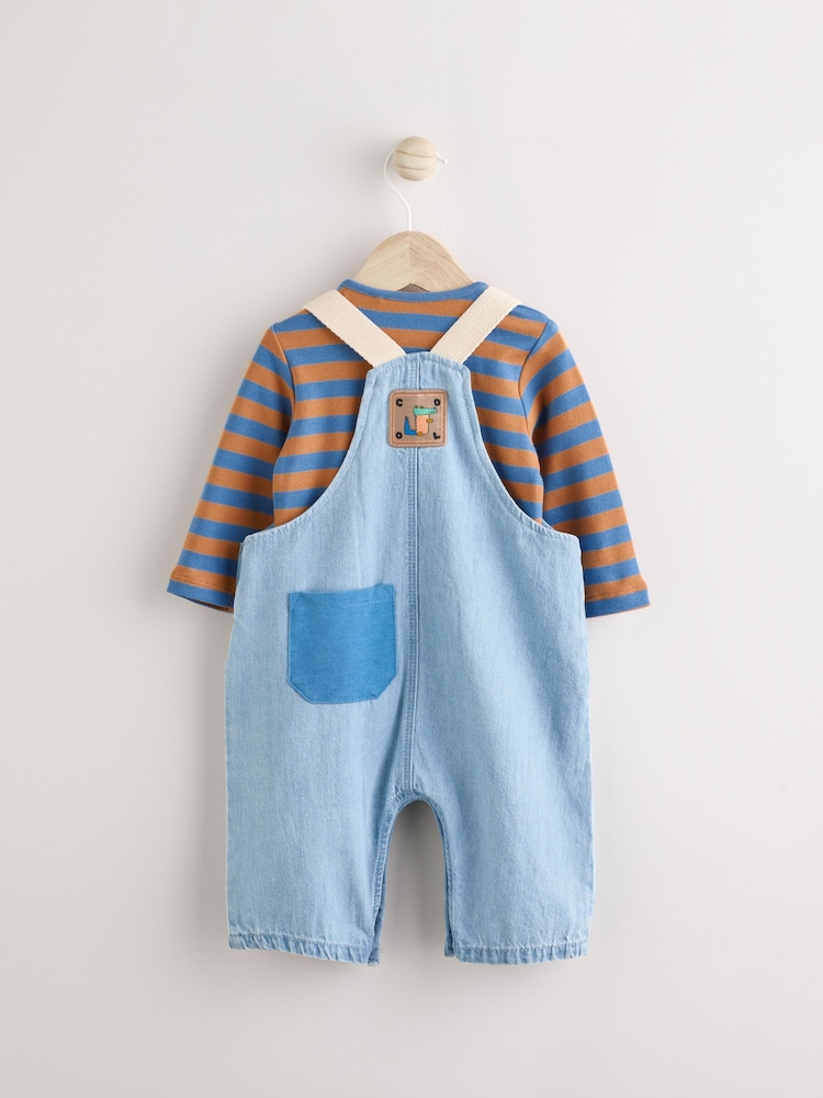 Bright Varsity Baby Denim Dungarees and Bodysuit Set (0mths-2yrs) - Image 2 of 8