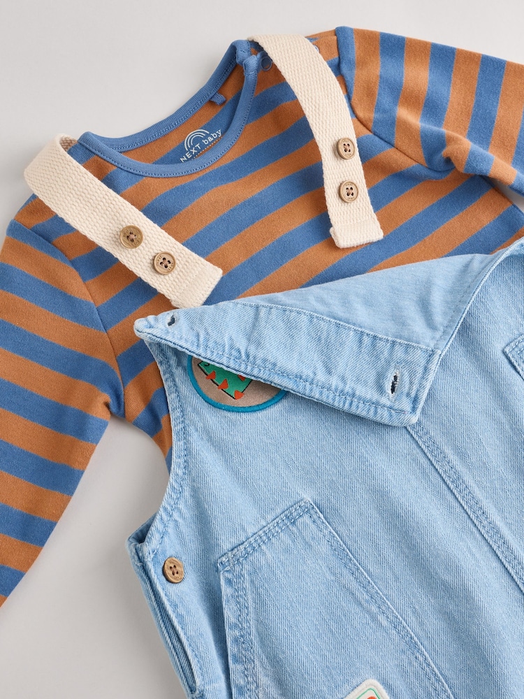Bright Varsity Baby Denim Dungarees and Bodysuit Set (0mths-2yrs) - Image 6 of 8