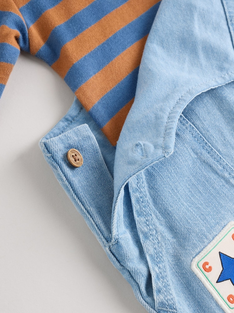 Bright Varsity Baby Denim Dungarees and Bodysuit Set (0mths-2yrs) - Image 7 of 8