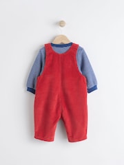 Red Baby Waffle Corduroy Dungaree and Bodysuit Set (0mths-2yrs) - Image 2 of 7