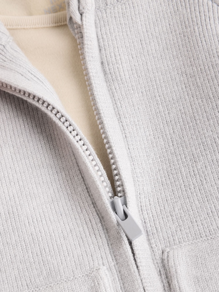 Gri - Set tricotat cu fermoar, Pulover și Pantaloni sport din 100% bumbac, 3 piese (0luni -2ani) - Image 16 of 19