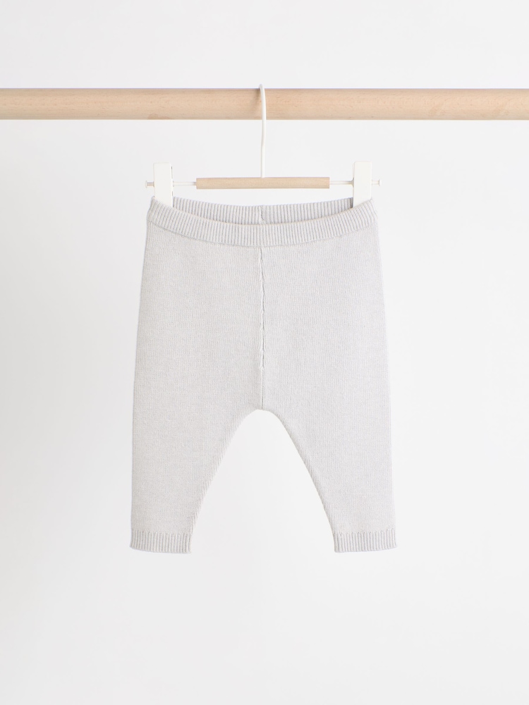Gri - Set tricotat cu fermoar, Pulover și Pantaloni sport din 100% bumbac, 3 piese (0luni -2ani) - Image 9 of 19
