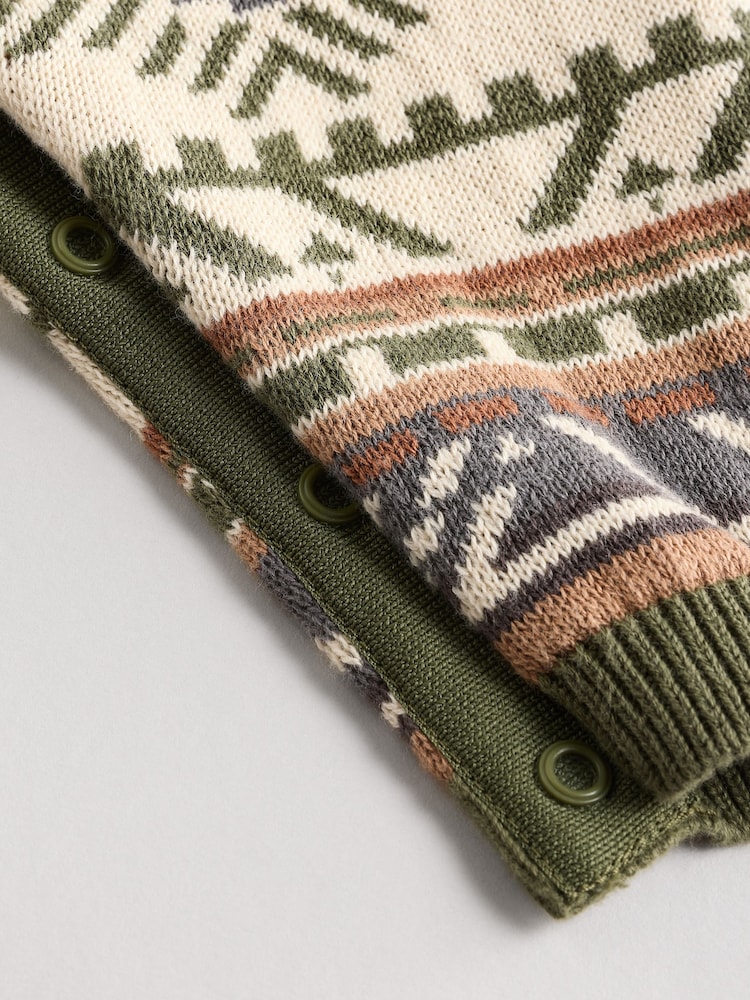 Khaki Green Baby Knitted Hood 100% Cotton Romper (0mths-2yrs) - Image 13 of 13