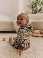 Khaki Green Baby Knitted Hood 100% Cotton Romper (0mths-2yrs) - Image 2 of 13