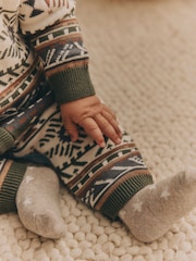 Khaki Green Baby Knitted Hood 100% Cotton Romper (0mths-2yrs) - Image 5 of 13