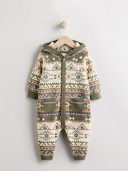 Khaki Green Baby Knitted Hood 100% Cotton Romper (0mths-2yrs) - Image 7 of 13