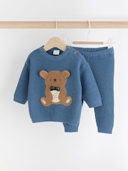 Blue Bear - Baby Knitted Top and Leggings Set (0mths-2yrs) - Изображение 1 из 9