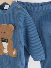 Blue Bear - Baby Knitted Top and Leggings Set (0mths-2yrs) - Изображение 6 из 9