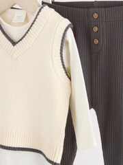 Neutral/Mono - Zestaw 3 częściowy z dzianinową kamizelką i legginsami (0 mies. – 2 lata) - Image 12 of 14