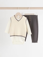 Neutral/Mono - Zestaw 3 częściowy z dzianinową kamizelką i legginsami (0 mies. – 2 lata) - Image 4 of 14